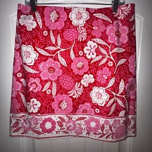 Talbots Red and White Floral Skirt